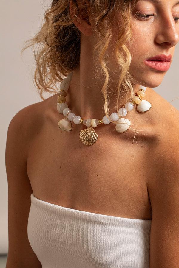 La Coque Française Bijoux Collier Phoebe Beige 40 Cm