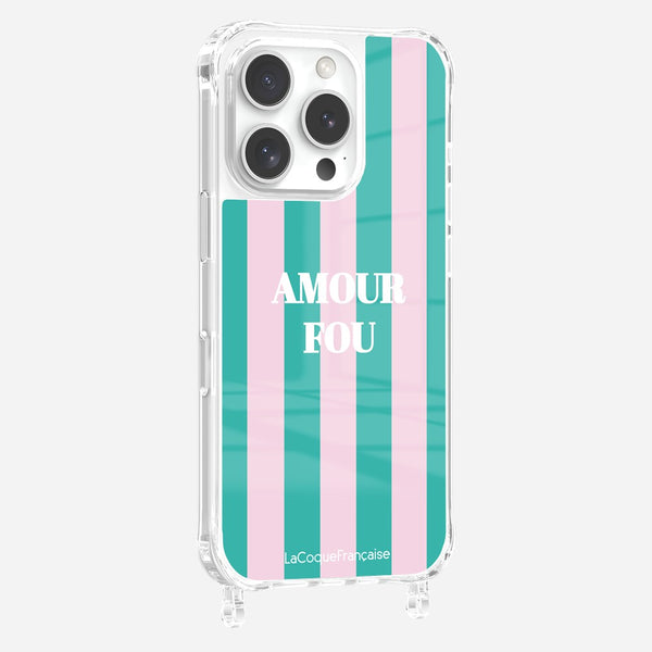 la coque française Coque Anneaux Imprimee Amour Fou Rose iPhone 16 Pro