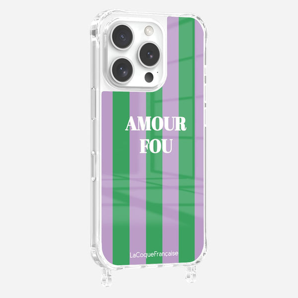 la coque française Coque Anneaux Imprimee Amour Fou Violet iPhone 16 Pro