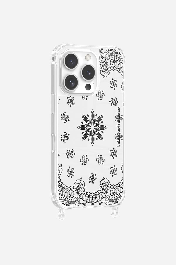 la coque française Coque Anneaux Imprimee Bandana Blanc iPhone 16 Pro