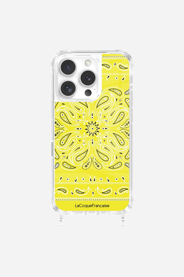 La Coque Française Coque Anneaux Imprimee Bandana Jaune Fluo IPhone 16 Pro