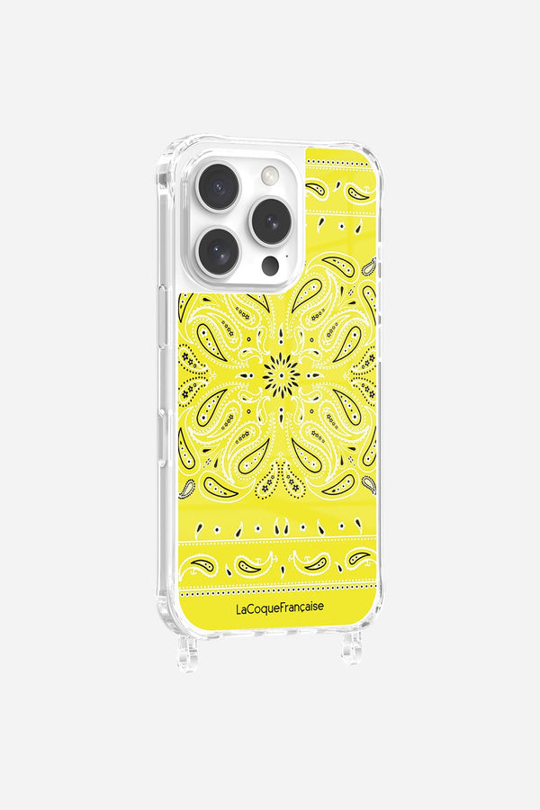 la coque française Coque Anneaux Imprimee Bandana Jaune Fluo iPhone 16 Pro