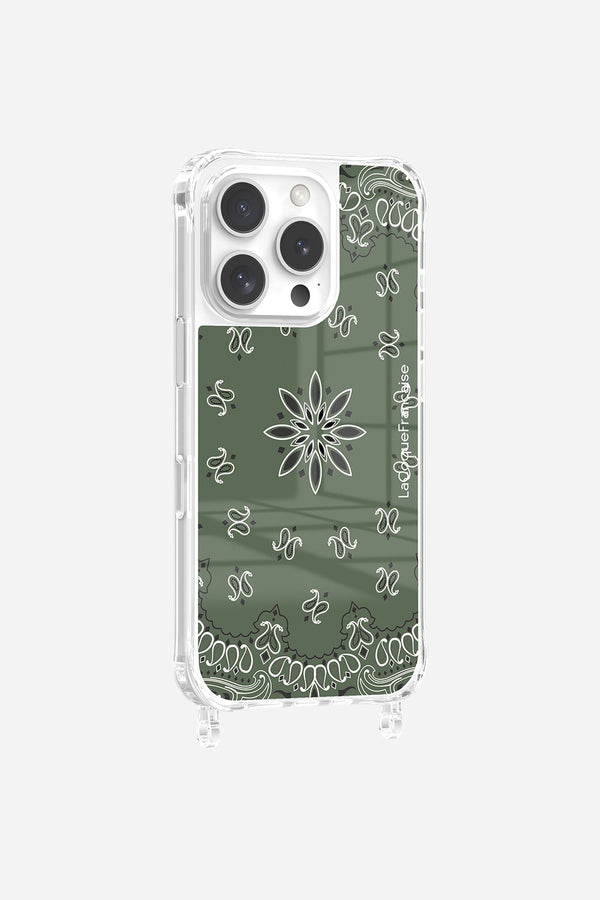 la coque française Coque Anneaux Imprimee Bandana Kaki iPhone 16 Pro