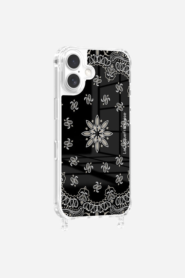 La Coque Française Coque Anneaux Imprimee Bandana Noir IPhone 16 Pro
