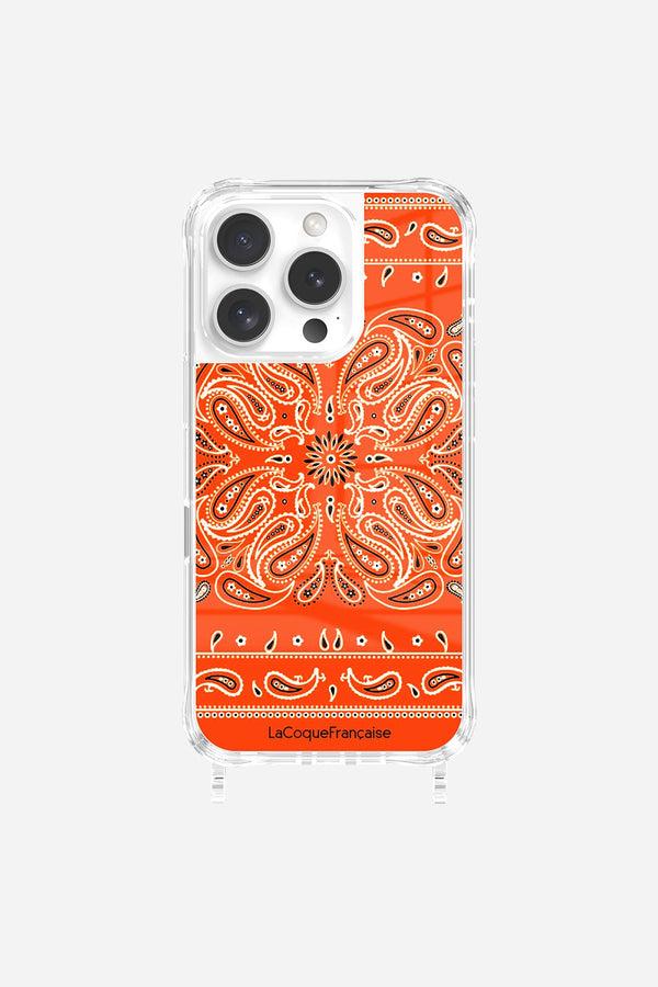 La Coque Française Coque Anneaux Imprimee Bandana Orange Fluo IPhone 16 Pro