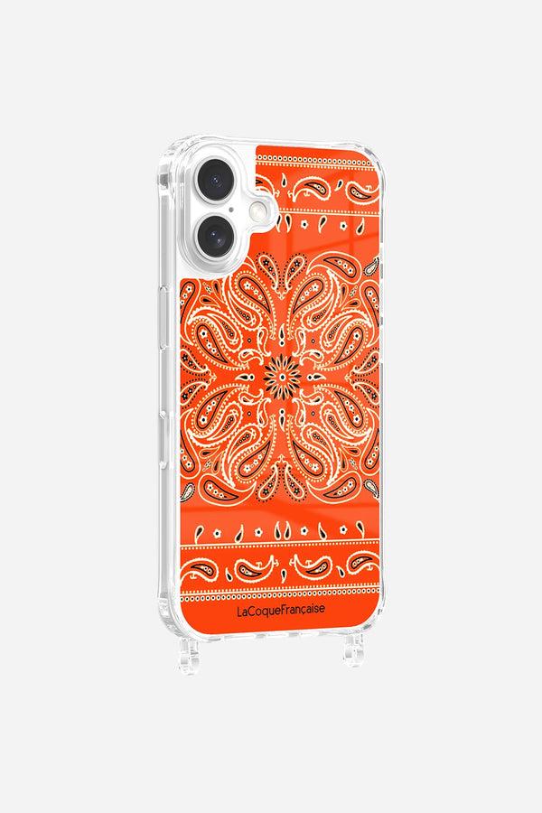 La Coque Française Coque Anneaux Imprimee Bandana Orange Fluo IPhone 16 Pro