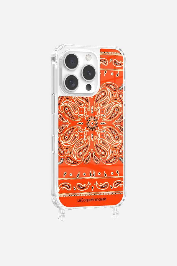 la coque française Coque Anneaux Imprimee Bandana Orange Fluo iPhone 16 Pro