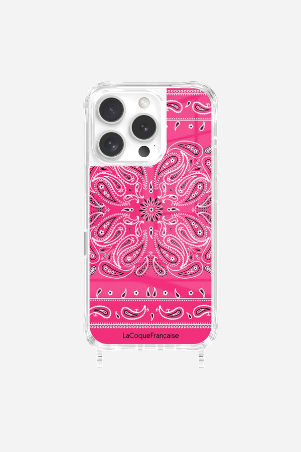 La Coque Française Coque Anneaux Imprimee Bandana Rose Fluo IPhone 16 Pro