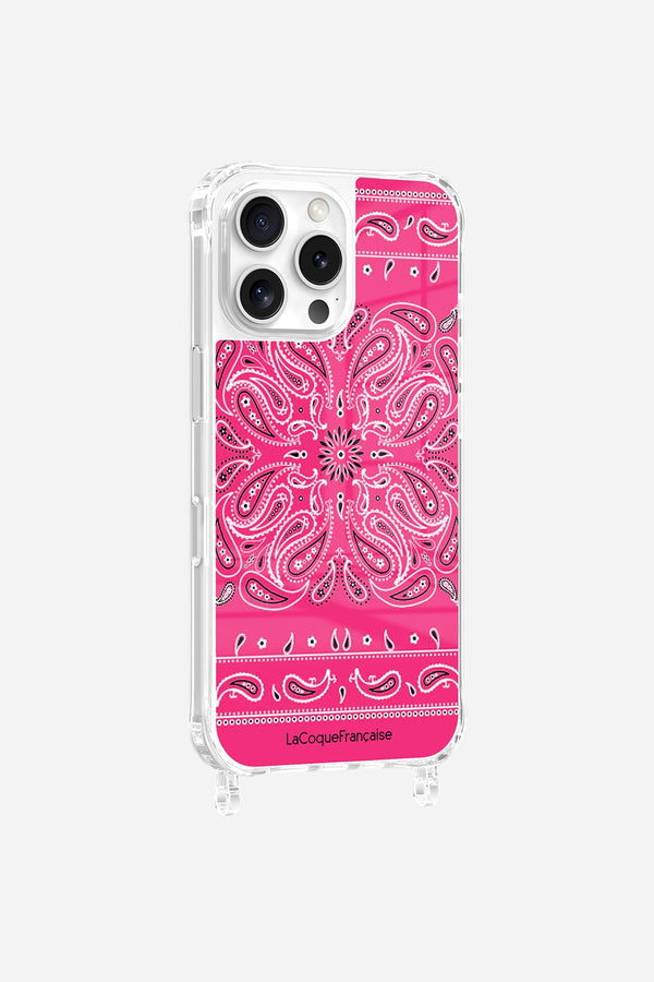 La Coque Française Coque Anneaux Imprimee Bandana Rose Fluo IPhone 16 Pro