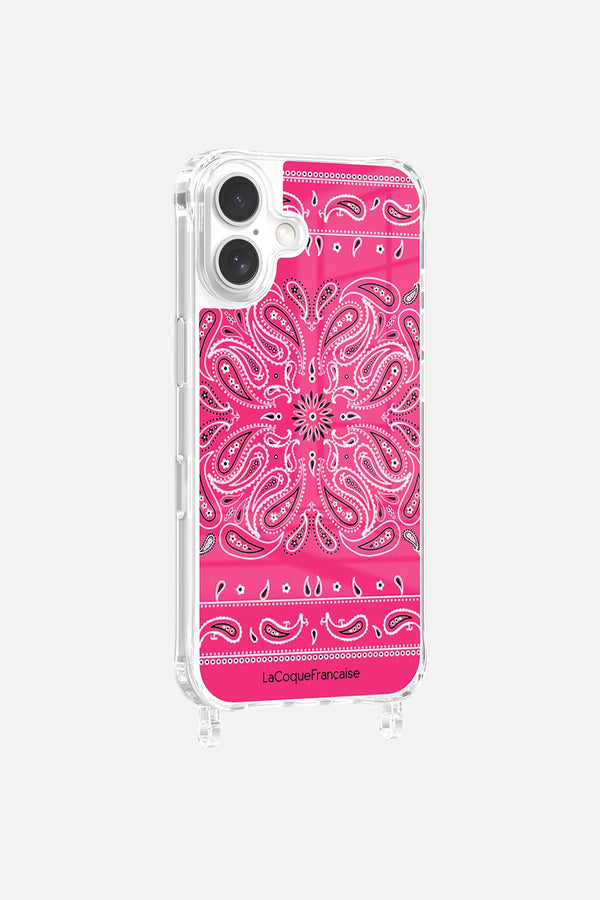 La Coque Française Coque Anneaux Imprimee Bandana Rose Fluo IPhone 16 Pro