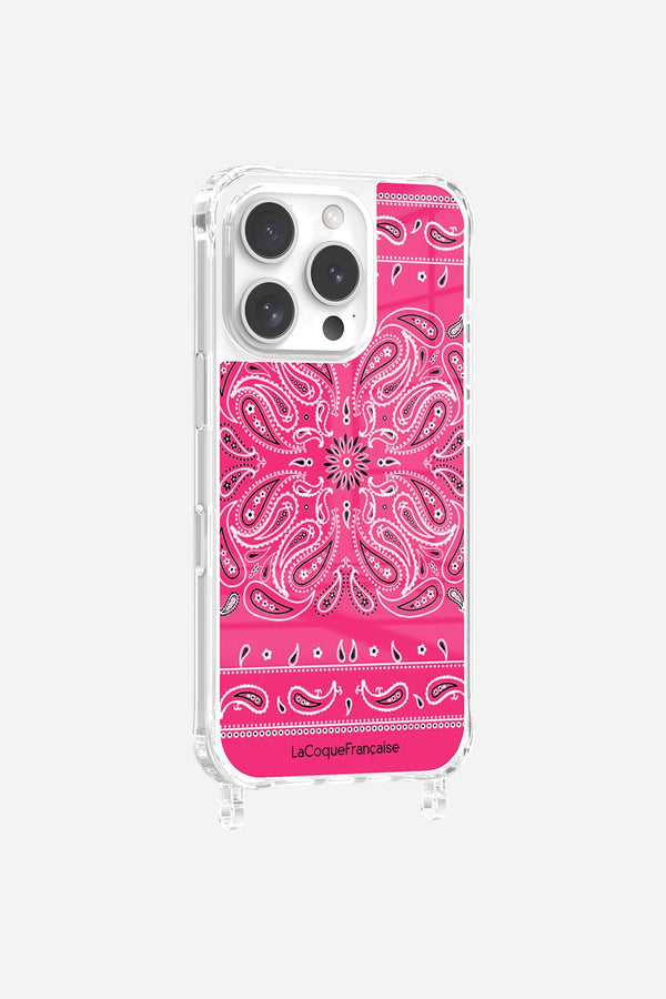 la coque française Coque Anneaux Imprimee Bandana Rose Fluo iPhone 16 Pro