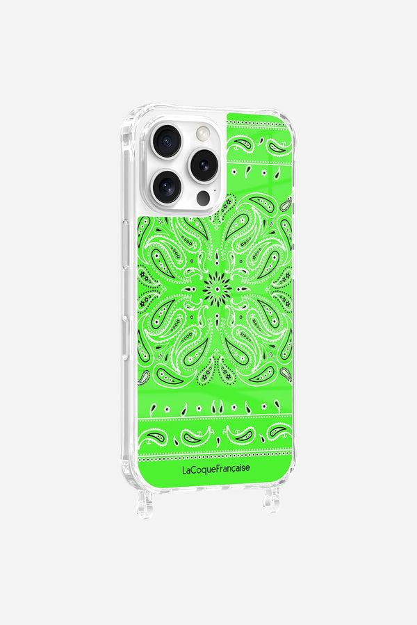 La Coque Française Coque Anneaux Imprimee Bandana Vert Fluo IPhone 16 Pro