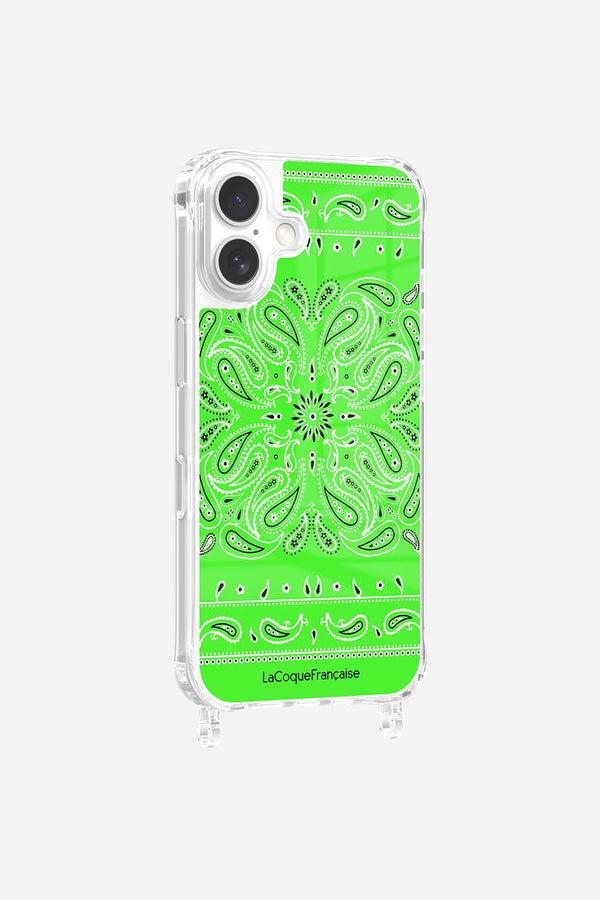 La Coque Française Coque Anneaux Imprimee Bandana Vert Fluo IPhone 16 Pro