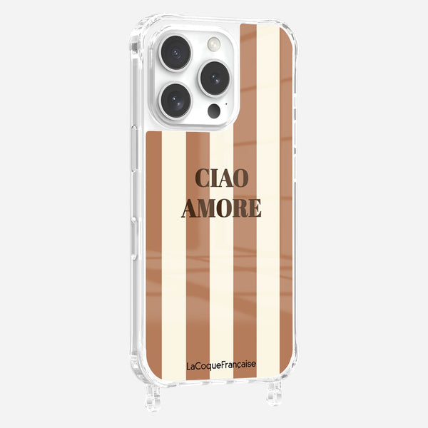 la coque française Coque Anneaux Imprimee Ciao Amore Beige iPhone 16 Pro