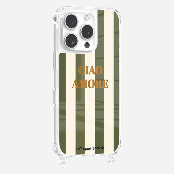 la coque française Coque Anneaux Imprimee Ciao Amore Kaki iPhone 16 Pro