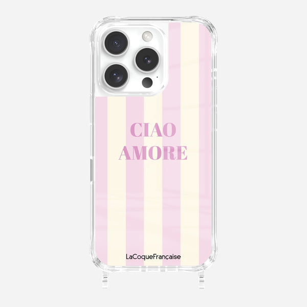 La Coque Française Coque Anneaux Imprimee Ciao Amore Rose IPhone 16 Pro