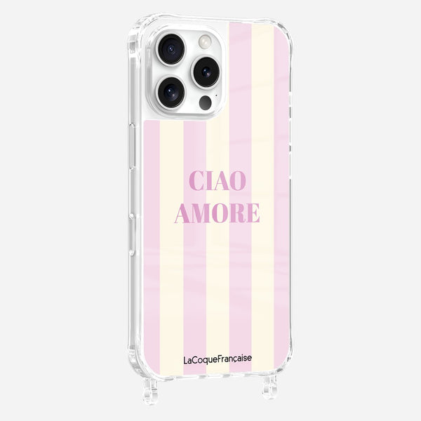 La Coque Française Coque Anneaux Imprimee Ciao Amore Rose IPhone 16 Pro