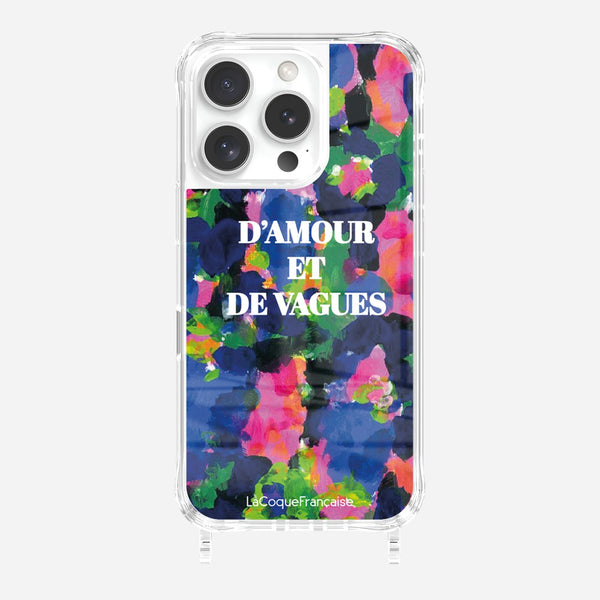 La Coque Française Coque Anneaux Imprimee D'amour Et De Vagues Bleu IPhone 16 Pro