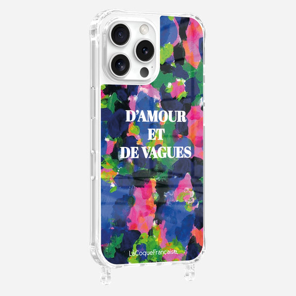 La Coque Française Coque Anneaux Imprimee D'amour Et De Vagues Bleu IPhone 16 Pro