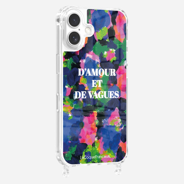 La Coque Française Coque Anneaux Imprimee D'amour Et De Vagues Bleu IPhone 16 Pro