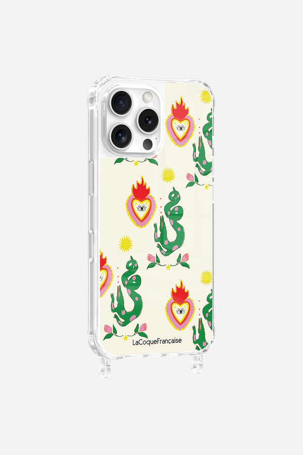 La Coque Française Coque Anneaux Imprimee Fleurs Et Crocodiles IPhone 16 Pro