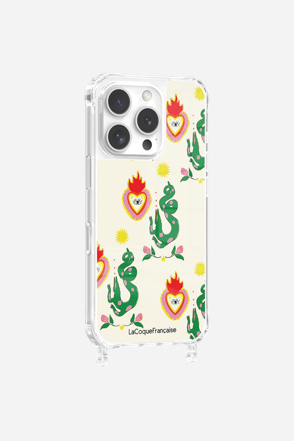 la coque française Coque Anneaux Imprimee Fleurs Et Crocodiles iPhone 16 Pro