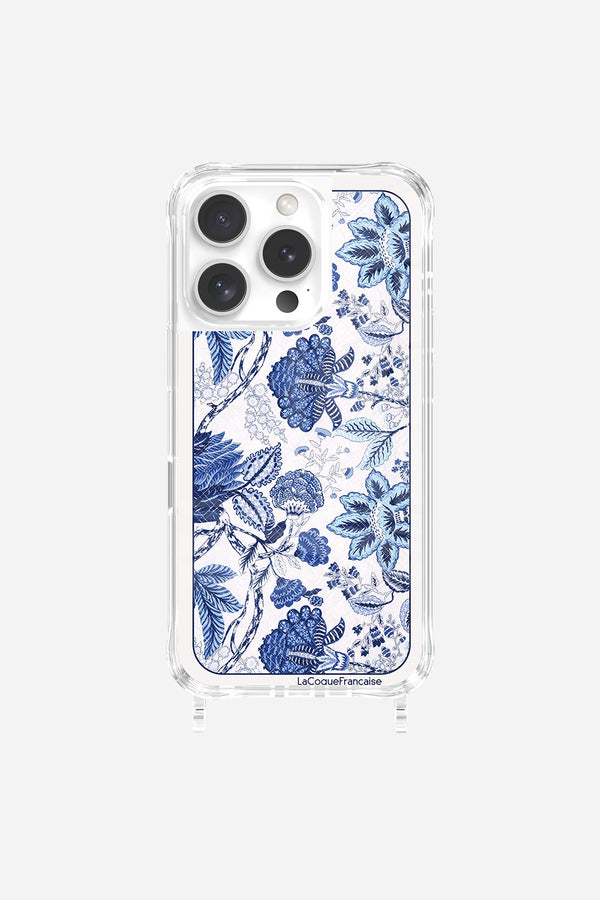 La Coque Française Coque Anneaux Imprimee Foulard Fleurs Bleues IPhone 16 Pro