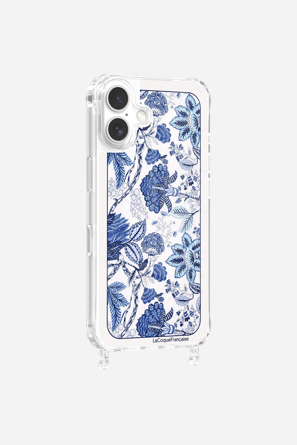 La Coque Française Coque Anneaux Imprimee Foulard Fleurs Bleues IPhone 16 Pro