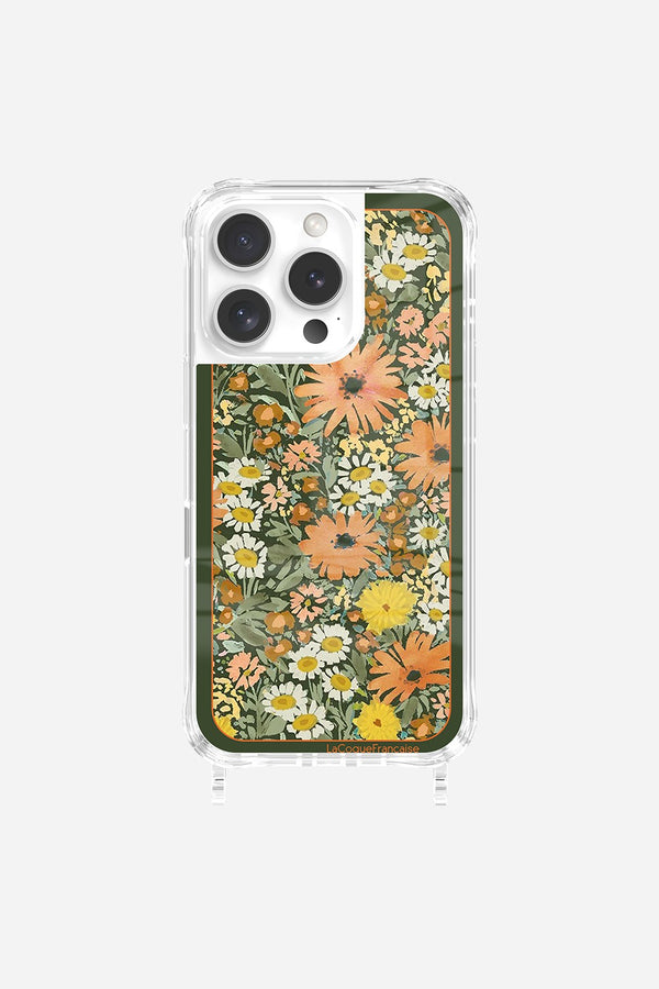 La Coque Française Coque Anneaux Imprimee Foulard Fleurs Oranges IPhone 16 Pro