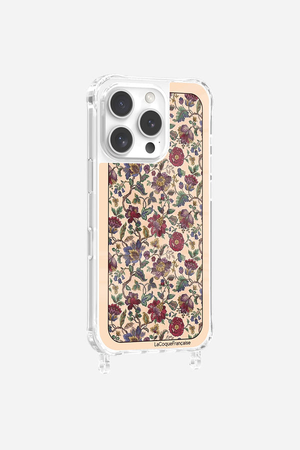 la coque française Coque Anneaux Imprimee Foulard Fleurs Rouges iPhone 16 Pro