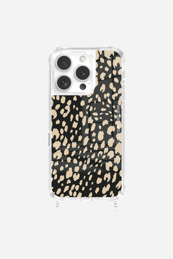 La Coque Française Coque Anneaux Imprimee Leopard Noir Et Beige IPhone 16 Pro