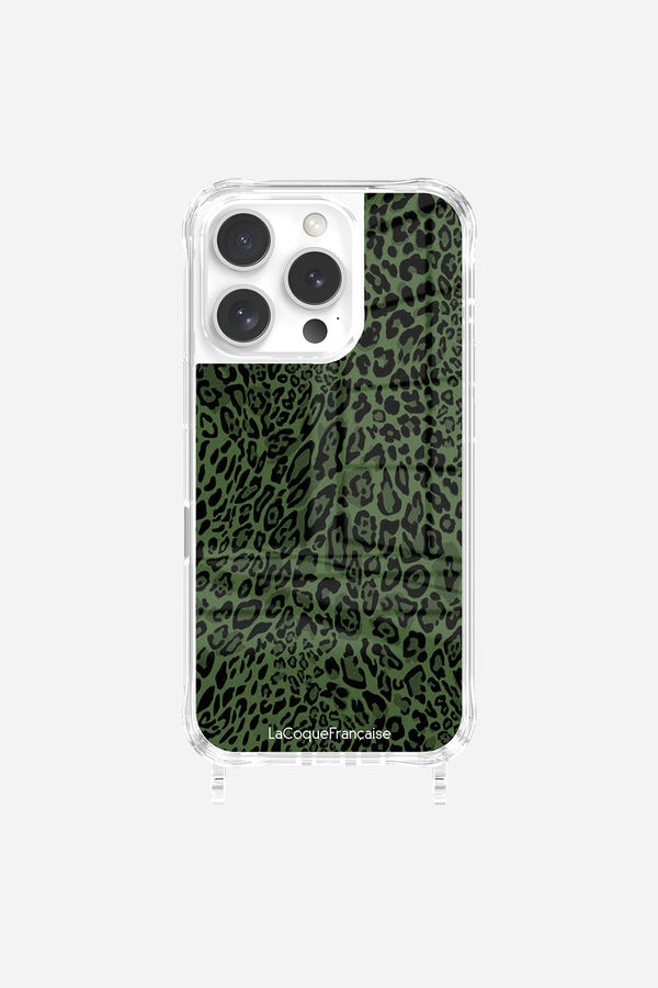 La Coque Française Coque Anneaux Imprimee Leopard Vert IPhone 16 Pro