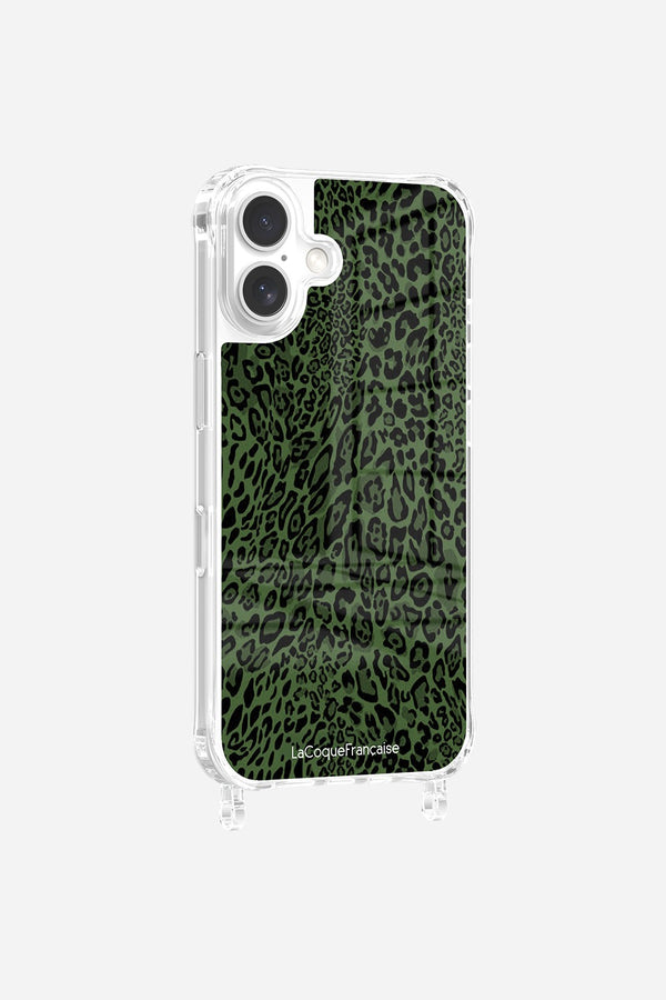La Coque Française Coque Anneaux Imprimee Leopard Vert IPhone 16 Pro