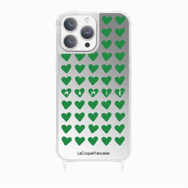 la coque française Coque Anneaux Imprimee Mamie Pluie De Coeurs iPhone 15 Pro