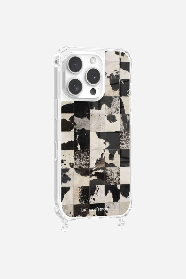 la coque française Coque Anneaux Imprimee Mosaique Vache iPhone 16 Pro