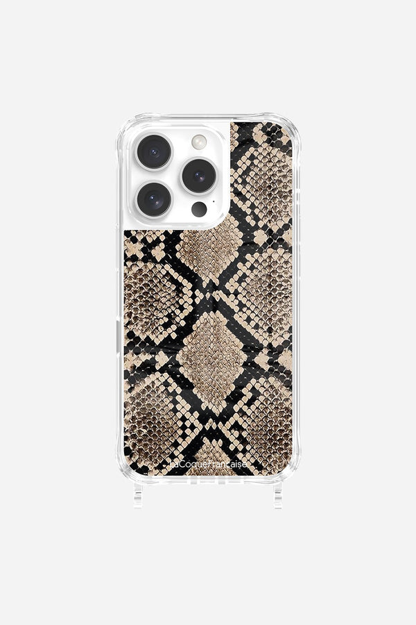 La Coque Française Coque Anneaux Imprimee Python Beige IPhone 16 Pro