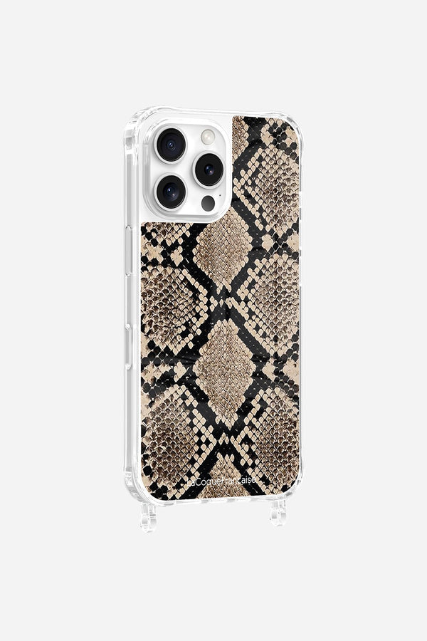 La Coque Française Coque Anneaux Imprimee Python Beige IPhone 16 Pro