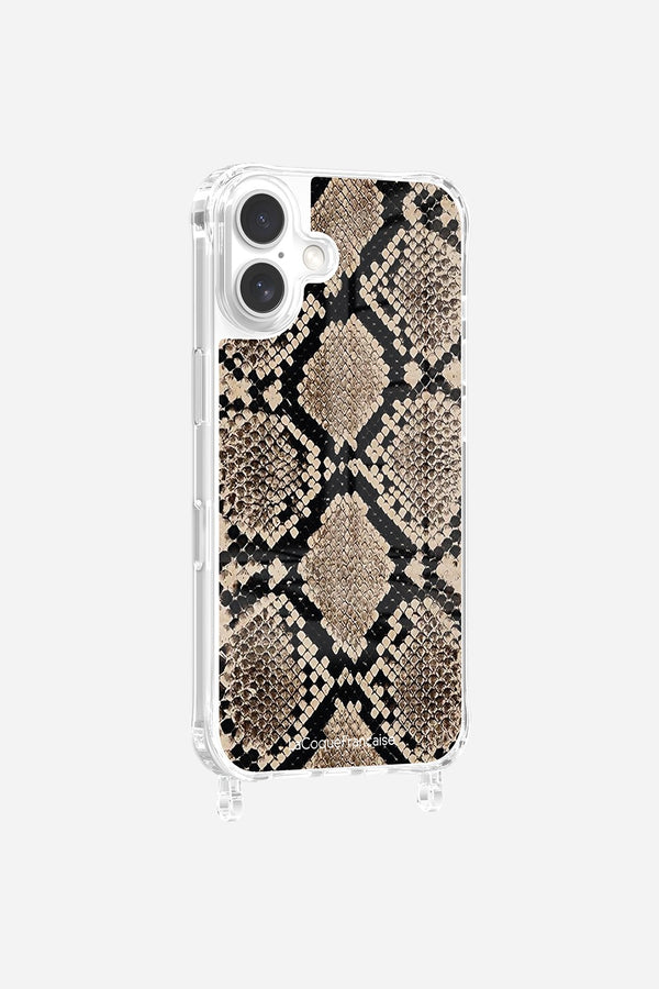 La Coque Française Coque Anneaux Imprimee Python Beige IPhone 16 Pro