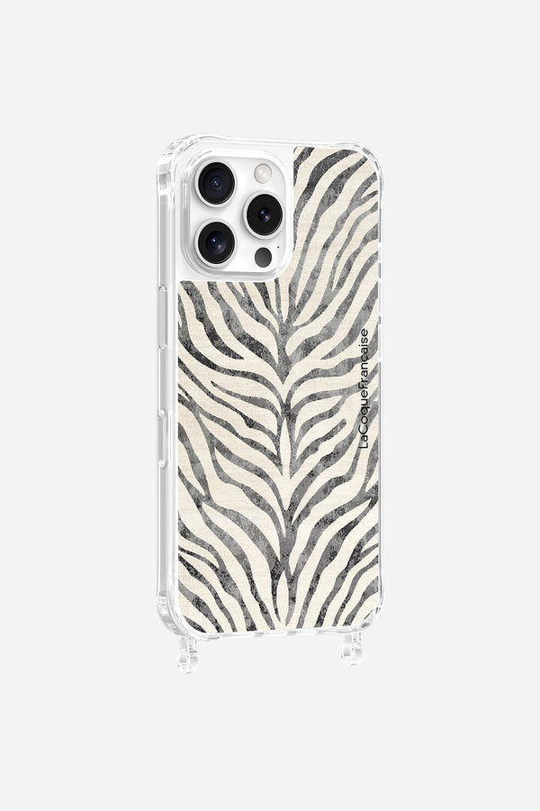 La Coque Française Coque Anneaux Imprimee Zebre Noir IPhone 16 Pro