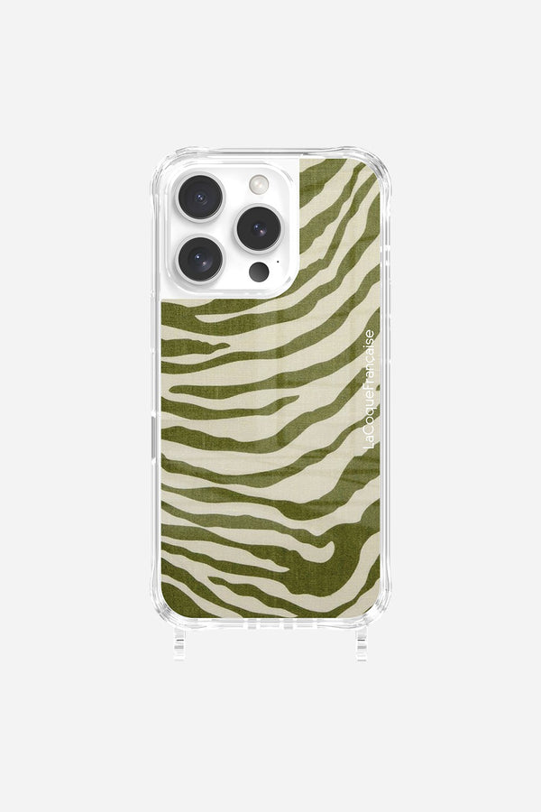 La Coque Française Coque Anneaux Imprimee Zebre Vert IPhone 16 Pro