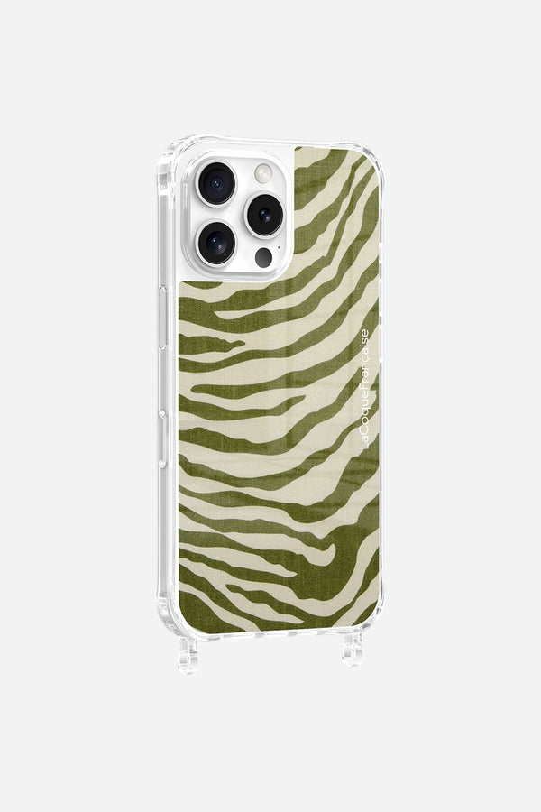 La Coque Française Coque Anneaux Imprimee Zebre Vert IPhone 16 Pro