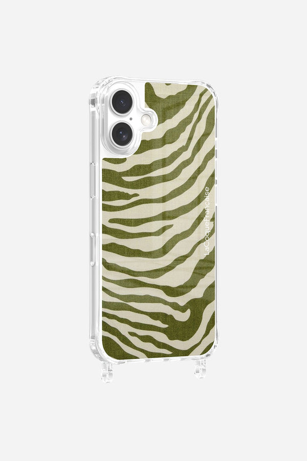 La Coque Française Coque Anneaux Imprimee Zebre Vert IPhone 16 Pro