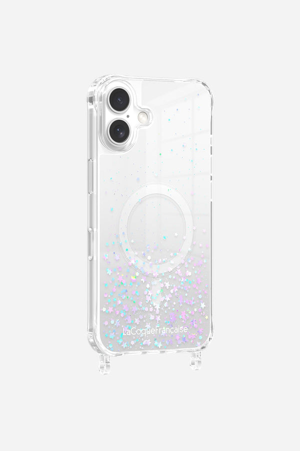La Coque Française Coque Anneaux Paillettes Magsafe Argent IPhone 16 Pro