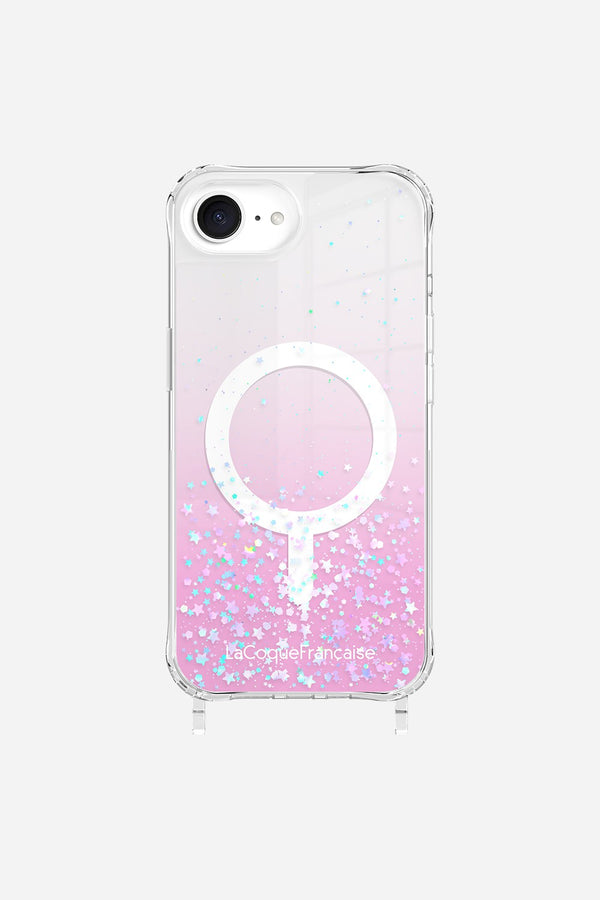 La Coque Française Coque Anneaux Paillettes Magsafe Rose IPhone 16e