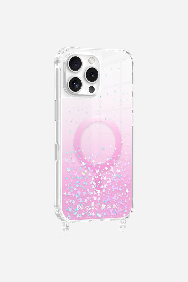 La Coque Française Coque Anneaux Paillettes Magsafe Rose IPhone 16e