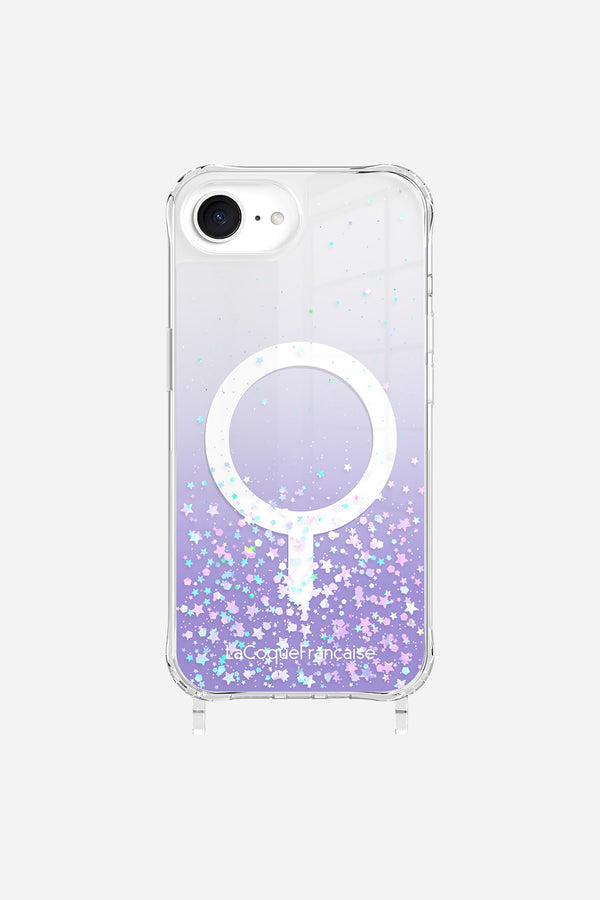 La Coque Française Coque Anneaux Paillettes Magsafe Violet IPhone 16e