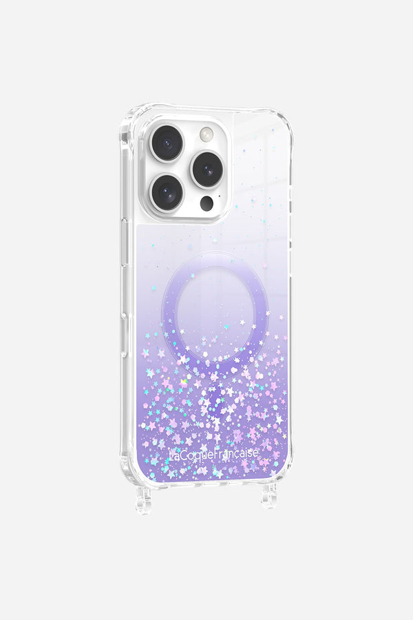 La Coque Française Coque Anneaux Paillettes Magsafe Violet IPhone 16e