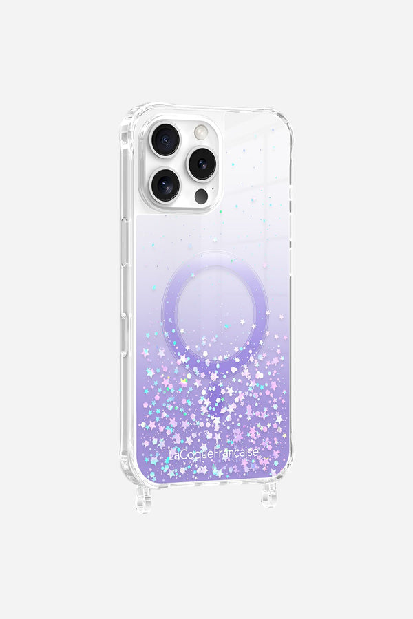 La Coque Française Coque Anneaux Paillettes Magsafe Violet IPhone 16e