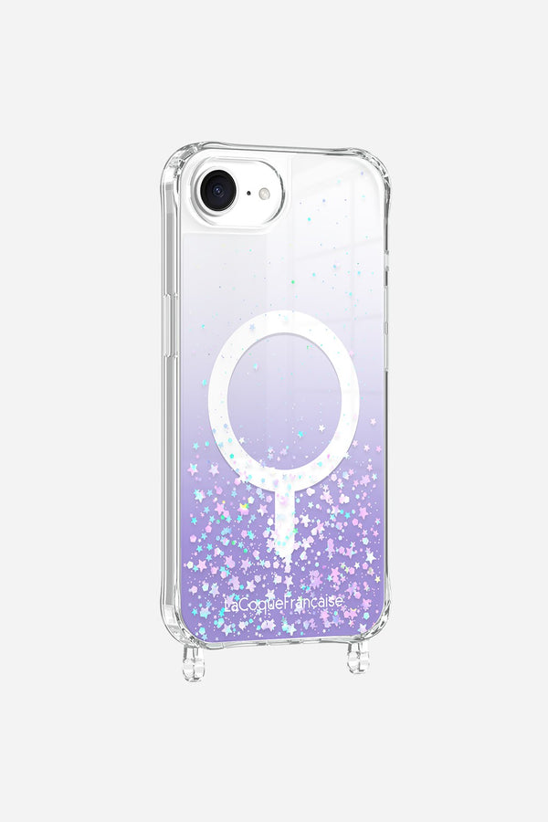 la coque française Coque Anneaux Paillettes Magsafe Violet iPhone 16e