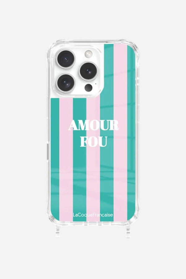 La Coque Française Ensemble Coque Amour Fou & Chaîne Lou Rose IPhone 16 Pro